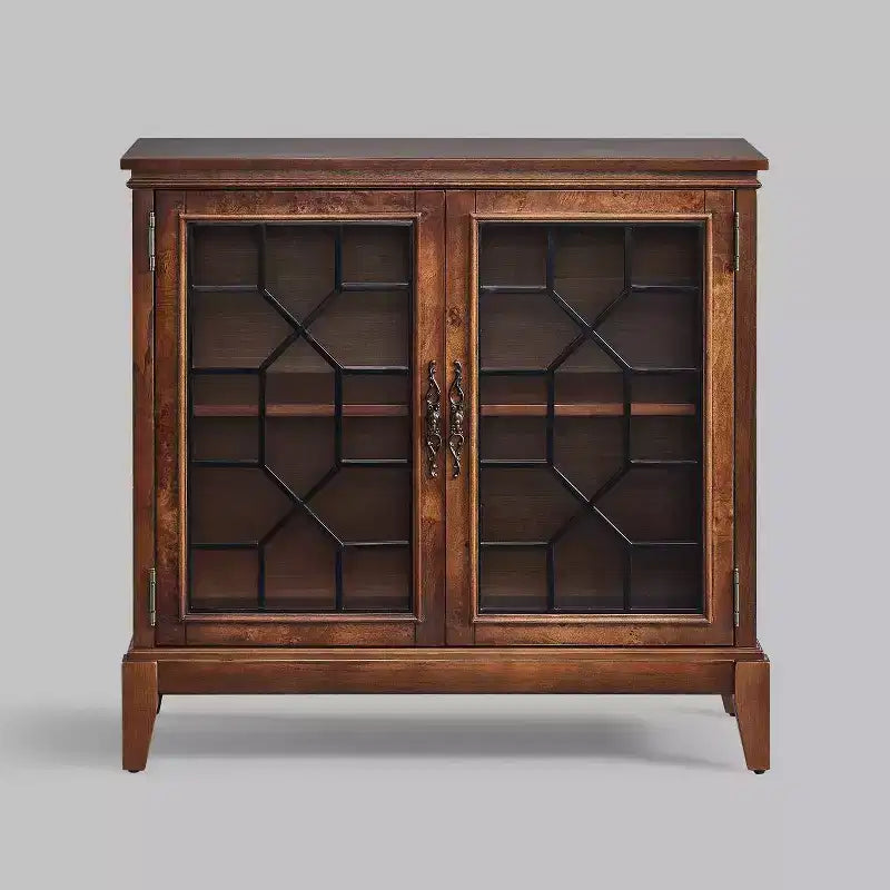 Armoire d'appoint de 91 cm de large avec 2 portes, armoire de rangement de style vintage avec pieds en bois massif-Farati