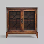 Armoire d'appoint de 91 cm de large avec 2 portes, armoire de rangement de style vintage avec pieds en bois massif-Farati