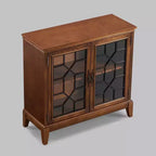 Armoire d'appoint de 91 cm de large avec 2 portes, armoire de rangement de style vintage avec pieds en bois massif-Farati