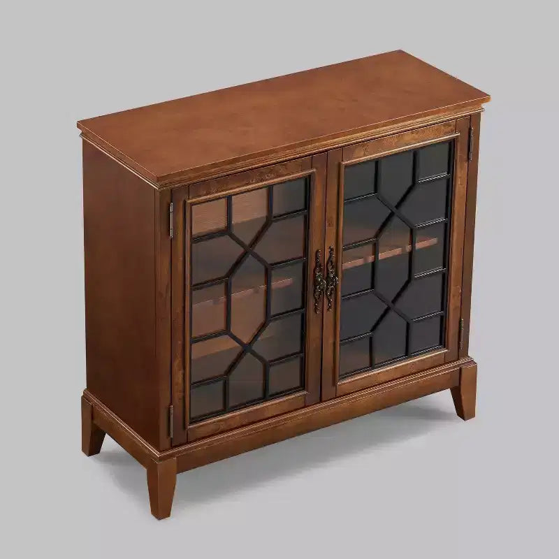 Armoire d'appoint de 91 cm de large avec 2 portes, armoire de rangement de style vintage avec pieds en bois massif-Farati