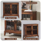 Armoire d'appoint de 91 cm de large avec 2 portes, armoire de rangement de style vintage avec pieds en bois massif-Farati