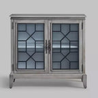Armoire d'appoint de 91 cm de large avec 2 portes, armoire de rangement de style vintage avec pieds en bois massif-Farati