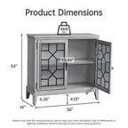Armoire d'appoint de 91 cm de large avec 2 portes, armoire de rangement de style vintage avec pieds en bois massif-Farati