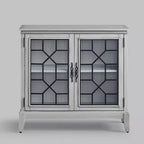 Armoire d'appoint de 91 cm de large avec 2 portes, armoire de rangement de style vintage avec pieds en bois massif-Farati