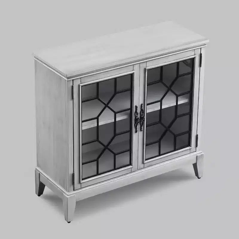 Armoire d'appoint de 91 cm de large avec 2 portes, armoire de rangement de style vintage avec pieds en bois massif-Farati