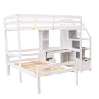 Lit mezzanine Whisen de 95,1 po L x 79,5 po l avec lit indépendant, escalier de rangement, bureau, étagères et tiroirs