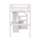 Lit mezzanine Whisen de 95,1 po L x 79,5 po l avec lit indépendant, escalier de rangement, bureau, étagères et tiroirs