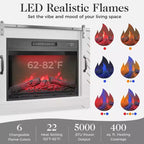 Meuble TV cheminée Heynemo pour TV 65''+, centre de divertissement style ferme avec cheminée électrique 23'' avec télécommande et porte coulissante