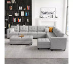 Canapé modulable Belffin Weave avec siège de rangement et pouf (9 places + 11 côtés)