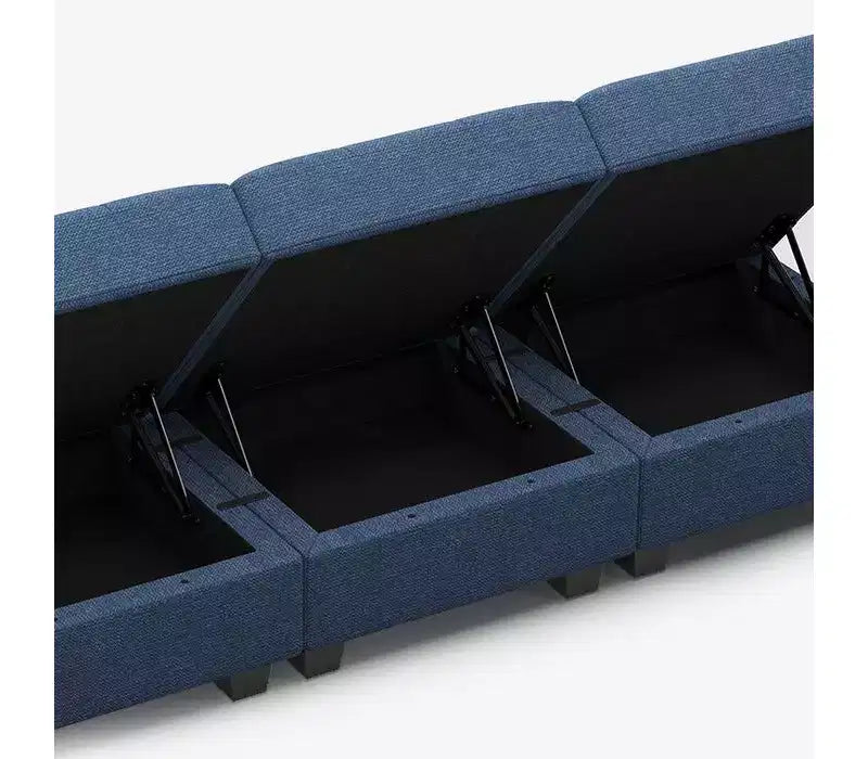 Canapé modulable Belffin Weave avec siège de rangement et pouf (9 places + 11 côtés)