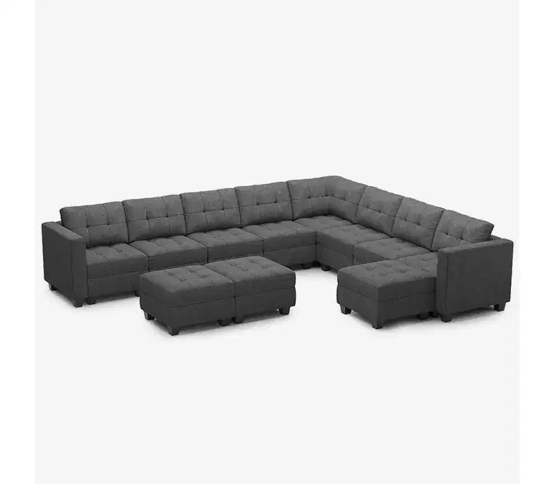 Canapé modulable Belffin Weave avec siège de rangement et pouf (9 places + 11 côtés)