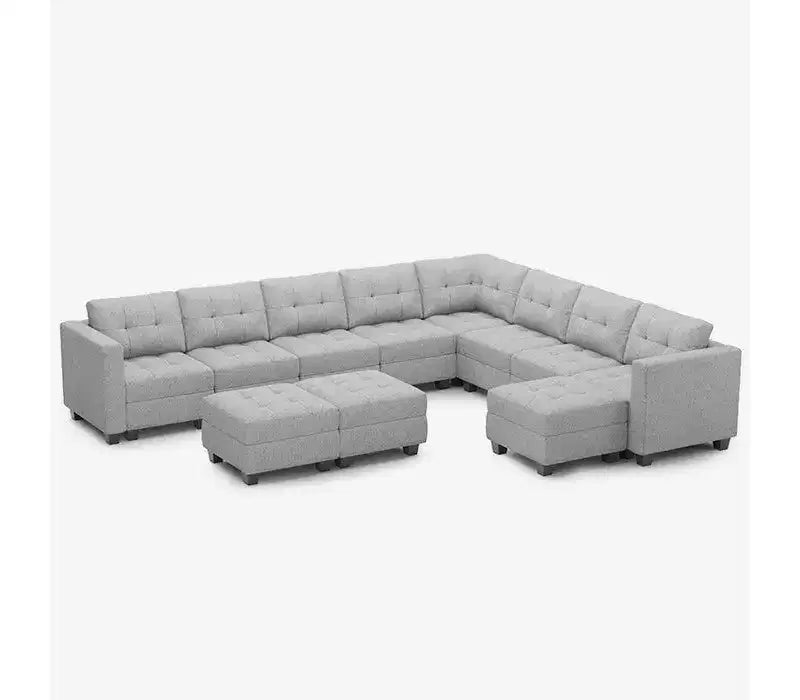 Canapé modulable Belffin Weave avec siège de rangement et pouf (9 places + 11 côtés)