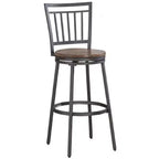 Stockton 25 Metal Swivel Stool - Slate Grey - Golden Oak Seat