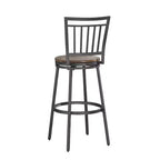 Tabouret pivotant en métal Stockton 25 - Gris ardoise - Assise en chêne doré