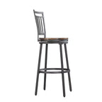 Tabouret pivotant en métal Stockton 25 - Gris ardoise - Assise en chêne doré