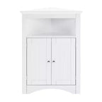 MAYEERTY Meuble de rangement d'angle blanc avec portes et étagères réglables pour salle de bain, cuisine, salon