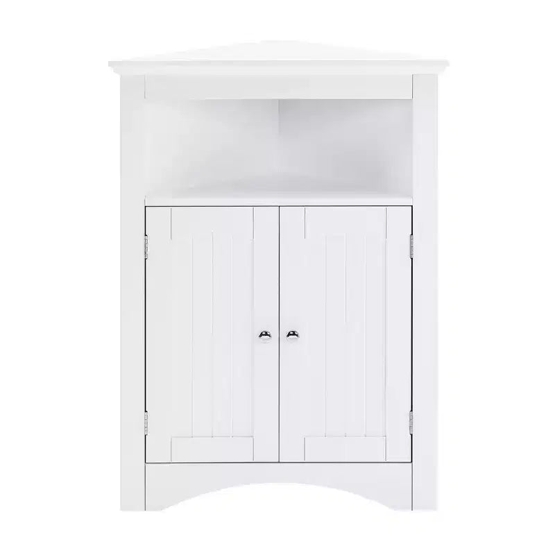 MAYEERTY Meuble de rangement d'angle blanc avec portes et étagères réglables pour salle de bain, cuisine, salon