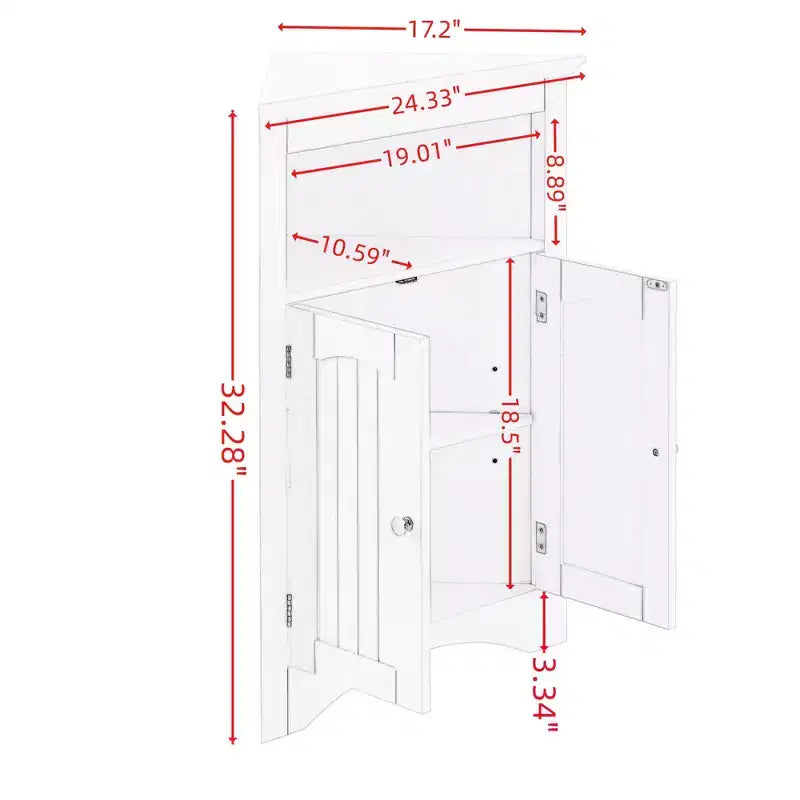 MAYEERTY Meuble de rangement d'angle blanc avec portes et étagères réglables pour salle de bain, cuisine, salon