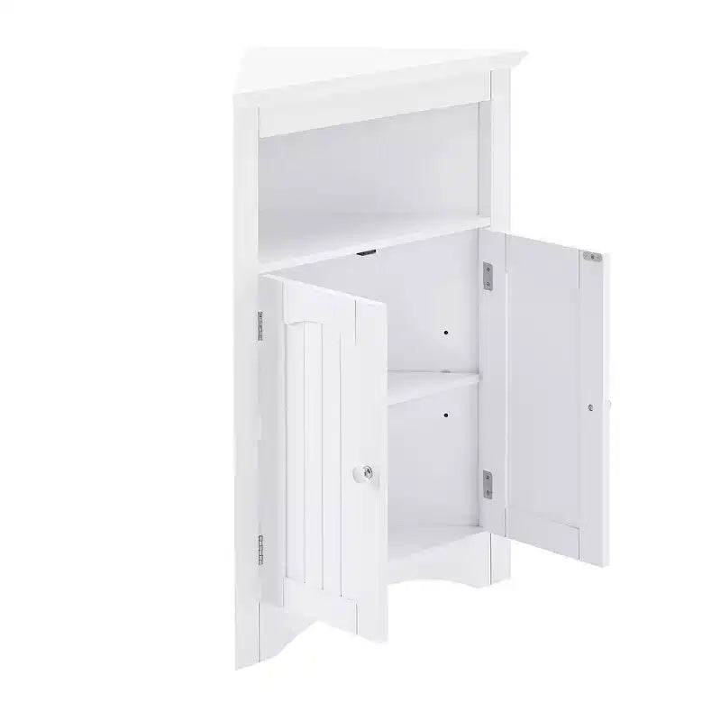 MAYEERTY Meuble de rangement d'angle blanc avec portes et étagères réglables pour salle de bain, cuisine, salon
