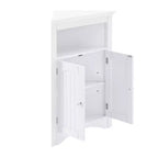 MAYEERTY Meuble de rangement d'angle blanc avec portes et étagères réglables pour salle de bain, cuisine, salon