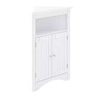 MAYEERTY Meuble de rangement d'angle blanc avec portes et étagères réglables pour salle de bain, cuisine, salon