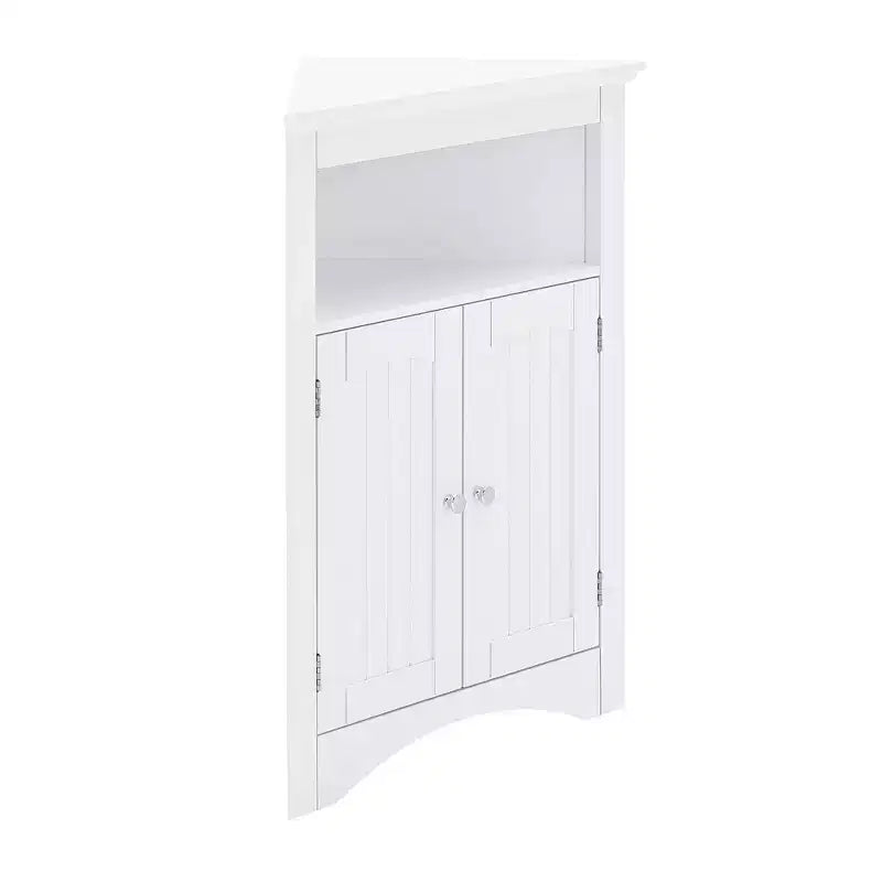 MAYEERTY Meuble de rangement d'angle blanc avec portes et étagères réglables pour salle de bain, cuisine, salon