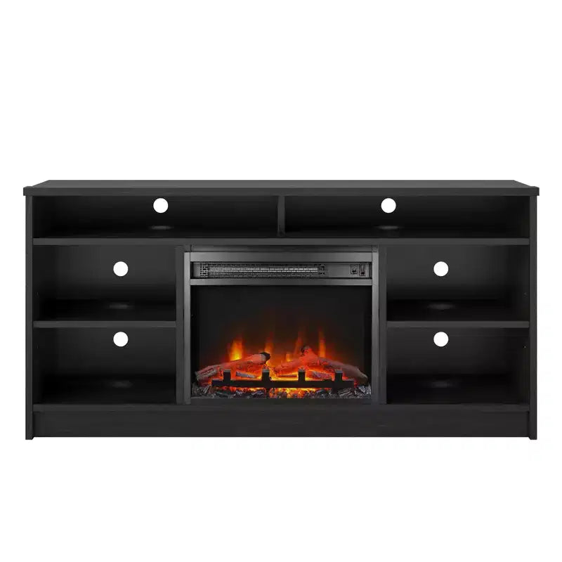 Meuble TV Ameriwood Home Hendrix 65 avec insert de cheminée électrique et 6 étagères