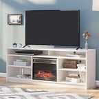Meuble TV Ameriwood Home Hendrix 65 avec insert de cheminée électrique et 6 étagères