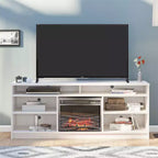 Meuble TV Ameriwood Home Hendrix 65 avec insert de cheminée électrique et 6 étagères