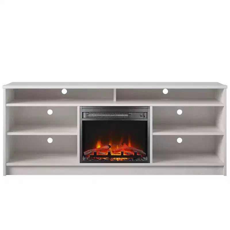Meuble TV Ameriwood Home Hendrix 65 avec insert de cheminée électrique et 6 étagères