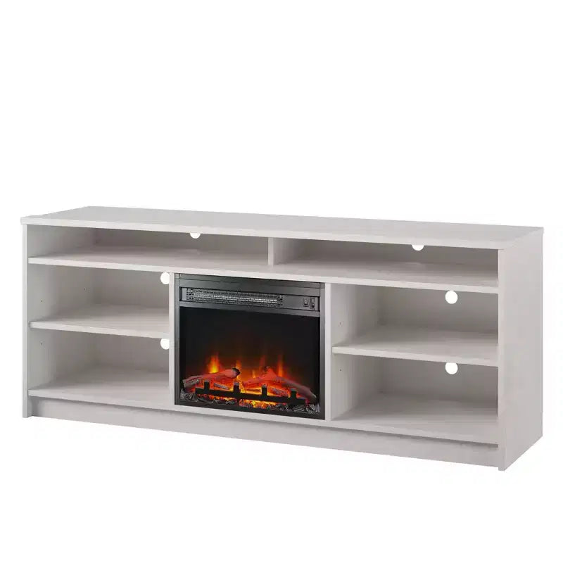 Meuble TV Ameriwood Home Hendrix 65 avec insert de cheminée électrique et 6 étagères