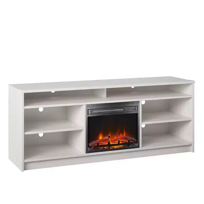 Meuble TV Ameriwood Home Hendrix 65 avec insert de cheminée électrique et 6 étagères