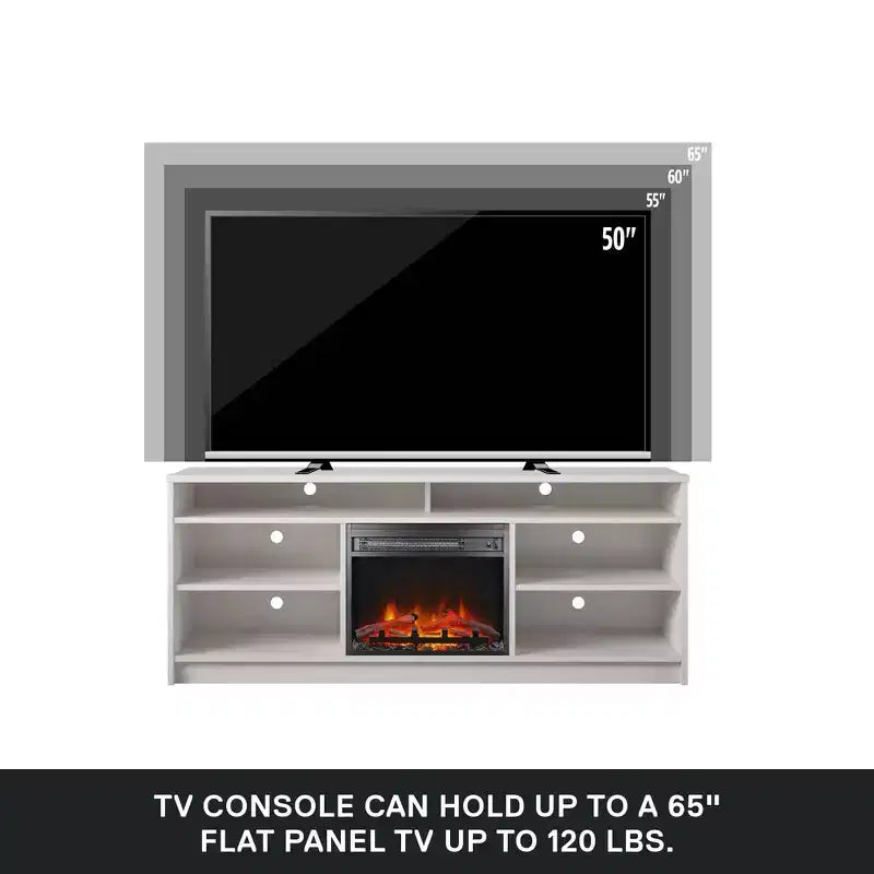 Meuble TV Ameriwood Home Hendrix 65 avec insert de cheminée électrique et 6 étagères