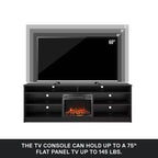 Meuble TV Ameriwood Home Hendrix 65 avec insert de cheminée électrique et 6 étagères