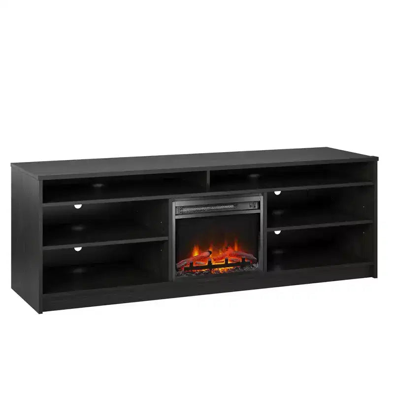 Meuble TV Ameriwood Home Hendrix 65 avec insert de cheminée électrique et 6 étagères
