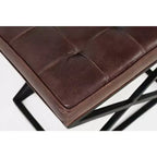 Jofran, Pouf ottoman en cuir véritable vieilli Global Archive - Sienne foncé