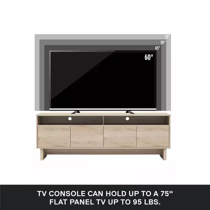 Meuble TV 4 portes RealRooms Nivelle pour téléviseurs jusqu'à 75 pouces