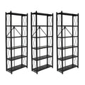 Origami 3 Pack 6 Shelf Bookcase Open Style Organizer Freestanding Large Book Shelf Modern Living Room Vertical Furniture, No Assembly Required, Black