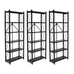 Origami 3 Pack 6 Shelf Bookcase Open Style Organizer Freestanding Large Book Shelf Modern Living Room Vertical Furniture, No Assembly Required, Black