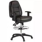 HARWICK PREMIUM LEATHER DRAFTING CHAIR WITH ARMS