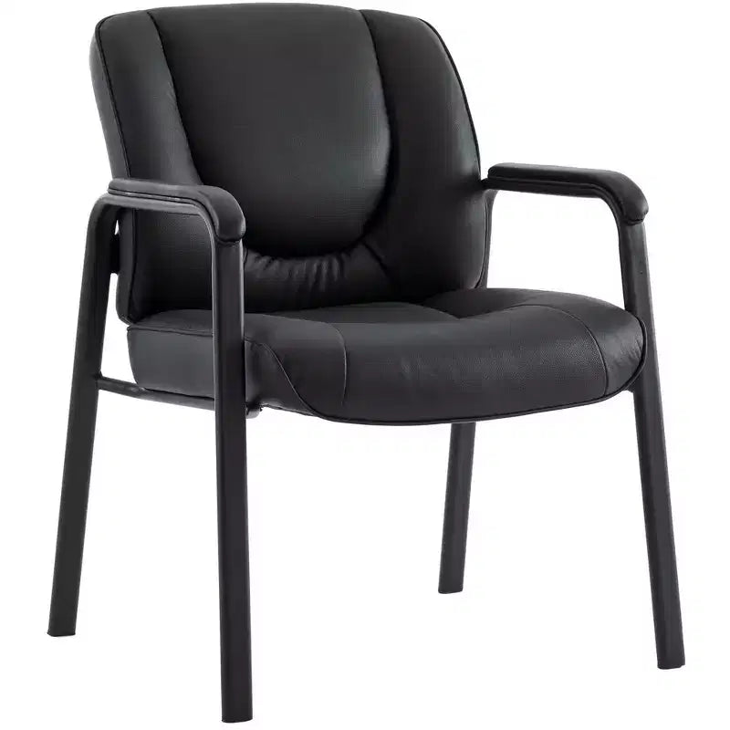 Fauteuil de salle d'attente à quatre pieds en cuir pleine fleur, cuir véritable