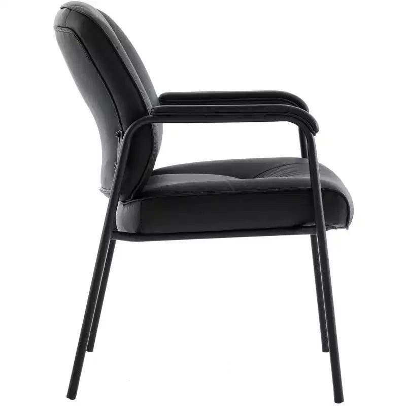 Fauteuil de salle d'attente à quatre pieds en cuir pleine fleur, cuir véritable