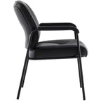 Fauteuil de salle d'attente à quatre pieds en cuir pleine fleur, cuir véritable