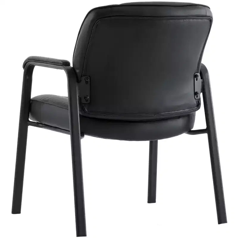 Fauteuil de salle d'attente à quatre pieds en cuir pleine fleur, cuir véritable