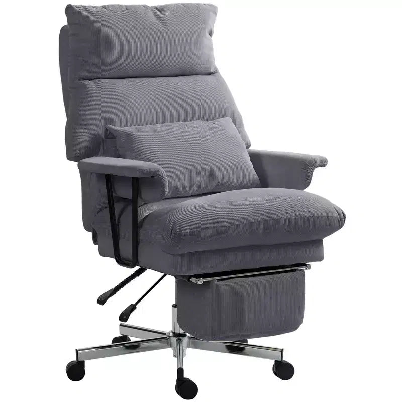 Fauteuil de bureau HOMCOM grand format, rembourré, avec dossier haut, support lombaire, repose-pieds, roulettes pivotantes, fauteuil d'ordinateur inclinable