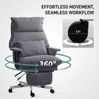 Fauteuil de bureau HOMCOM grand format, rembourré, avec dossier haut, support lombaire, repose-pieds, roulettes pivotantes, fauteuil d'ordinateur inclinable
