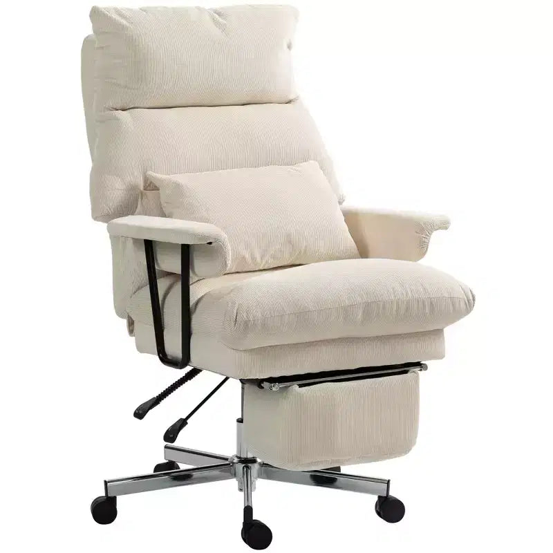 Fauteuil de bureau HOMCOM grand format, rembourré, avec dossier haut, support lombaire, repose-pieds, roulettes pivotantes, fauteuil d'ordinateur inclinable