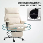 Fauteuil de bureau HOMCOM grand format, rembourré, avec dossier haut, support lombaire, repose-pieds, roulettes pivotantes, fauteuil d'ordinateur inclinable