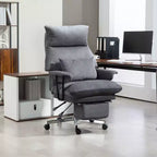 Fauteuil de bureau HOMCOM grand format, rembourré, avec dossier haut, support lombaire, repose-pieds, roulettes pivotantes, fauteuil d'ordinateur inclinable
