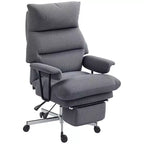 Fauteuil de bureau HOMCOM grand format, rembourré, avec dossier haut, support lombaire, repose-pieds, roulettes pivotantes, fauteuil d'ordinateur inclinable